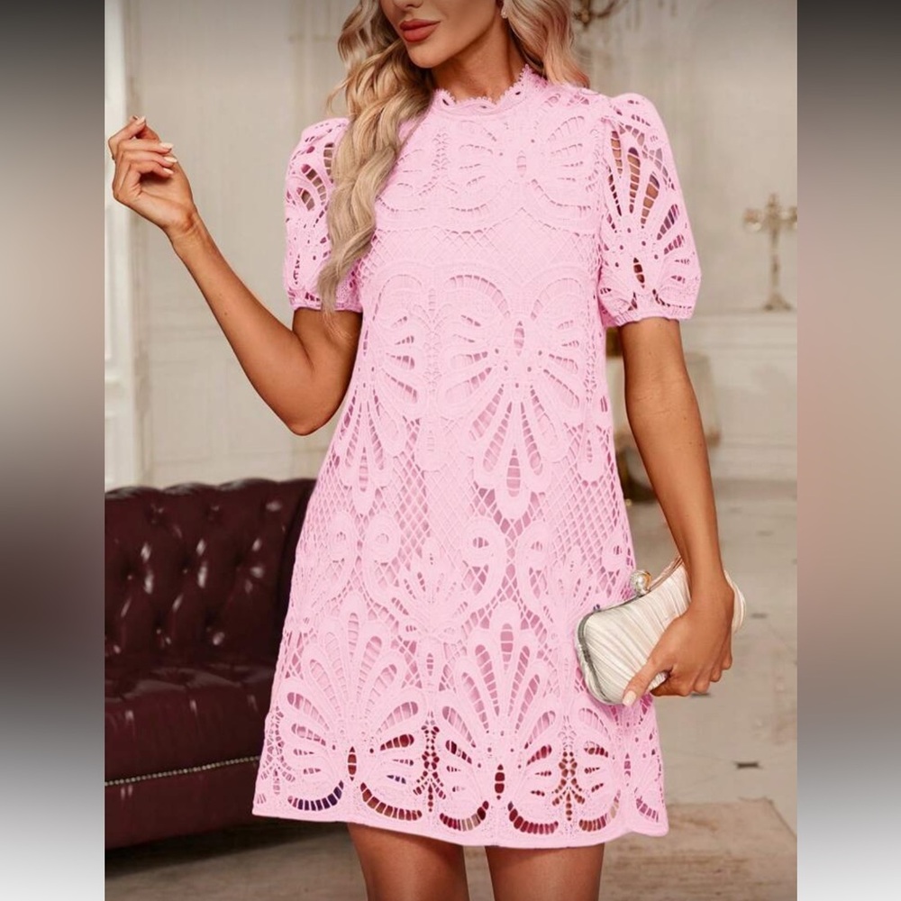Elegant Pink Lace Dress